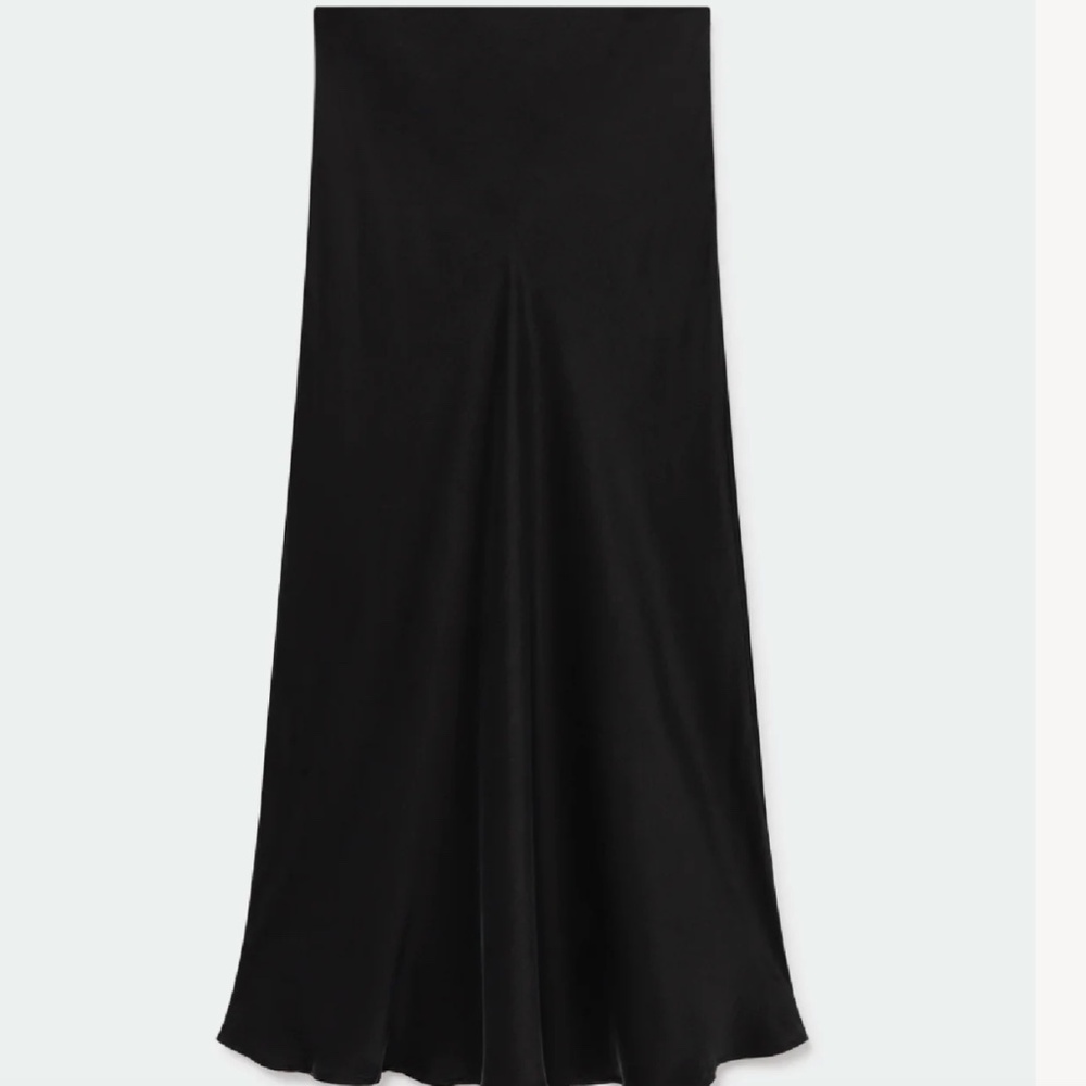 Silk Laundry Long Bias Cut Skirt Black